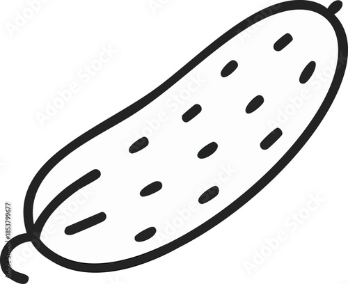  A minimalist black line icon of cucumber