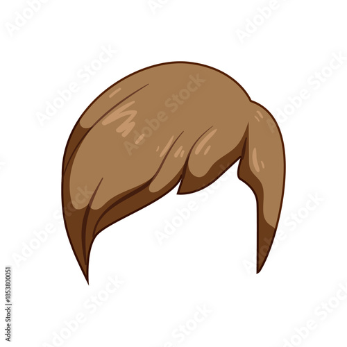 Brown wig for a male head featuring a short, styled haircut with a side part, designed as a graphic element for avatars, fashion, or character creation