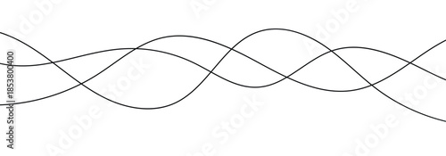Black abstract curved lines wave motion on a white background. The background wave lines are abstracted by thin wavy lines.