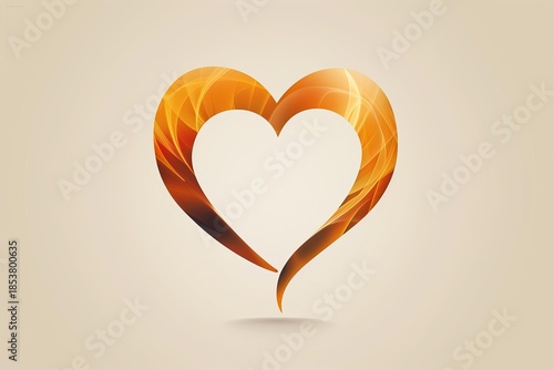 Abstract fiery heart shape symbolizing love, passion, and romance, ideal for valentine's day or romantic projects
