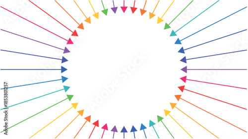bright and colorful arrows in the form of a sun and a rainbow
