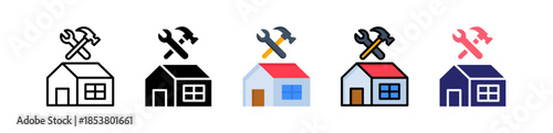 Home Repair Multiple Style Icon Set Collection. 