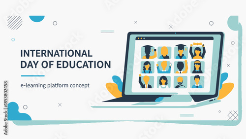 International Day of Education E-learning Platform Concept