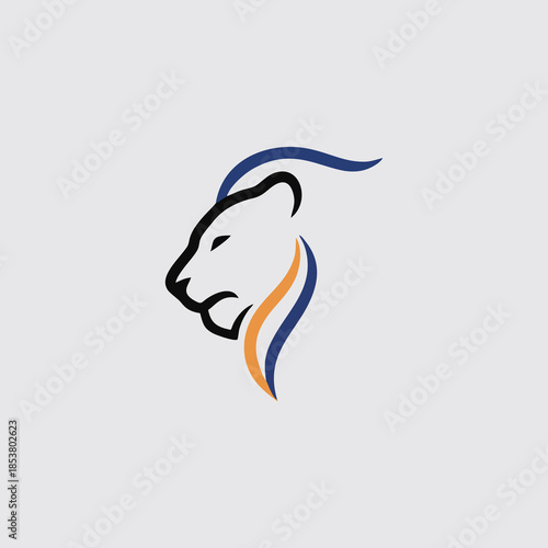 Wild roaring lion king head tattoo set. Front and side view predator face, lions heads black and white ink sketch silhouettes