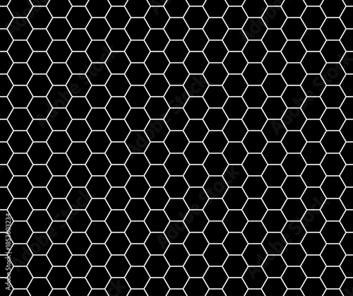 Hexagonal cell white grid pattern, background, wallpaper, apparel. Honeycomb mesh, fish net backdrop. Speaker grille seamless pattern. Mosquito net, bee comb grid endless texture. Mosquito lace.