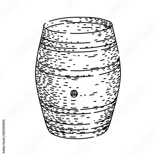 Distilling process barrel representing vintage winemaking, beverage production, and storage container for alcoholic drinks and other liquids in a traditional, handcrafted style