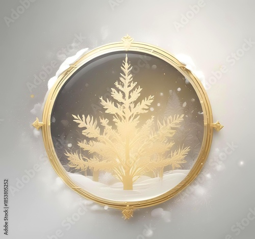 Luxury winter holiday background with gold accents, frosted glass effect, subtle snow, modern elegant design