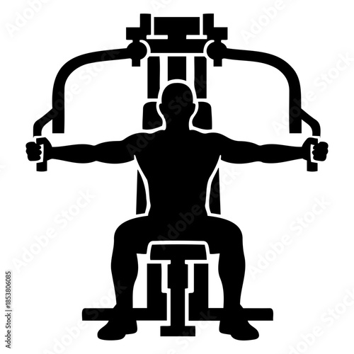 Man Strength Training on Chest Fly Machine Silhouette Icon
