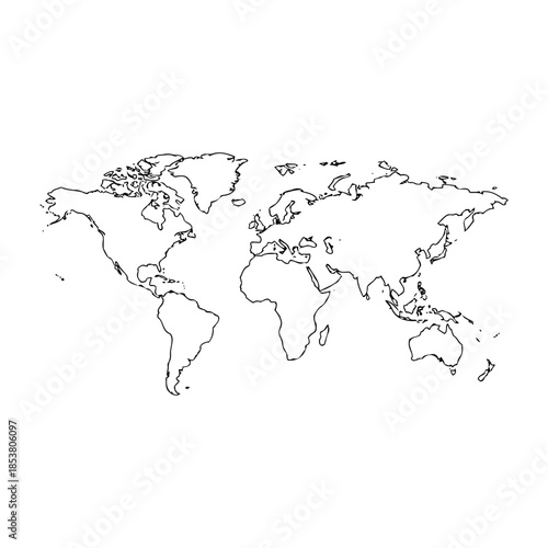 Minimalist World Map Outline Illustration