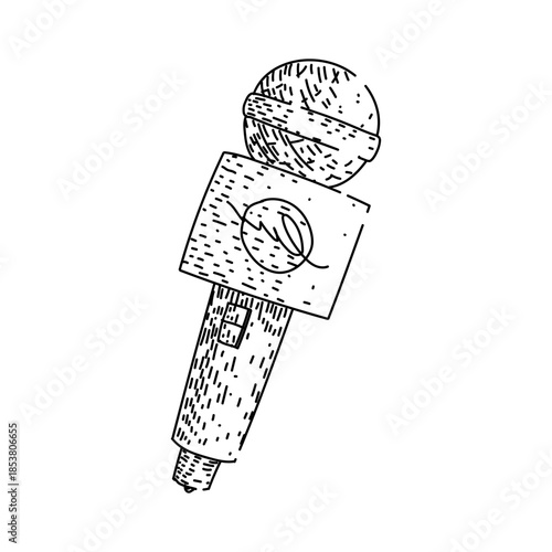 Microphone illustration creating designs for press conferences, interviews, broadcasting, and public speaking, representing communication, media, and journalism concepts