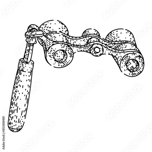 Drawing a vintage opera glass illustration, a classic accessory for viewing theater, concert, symphony, or ballet performances, symbolizing culture and entertainment