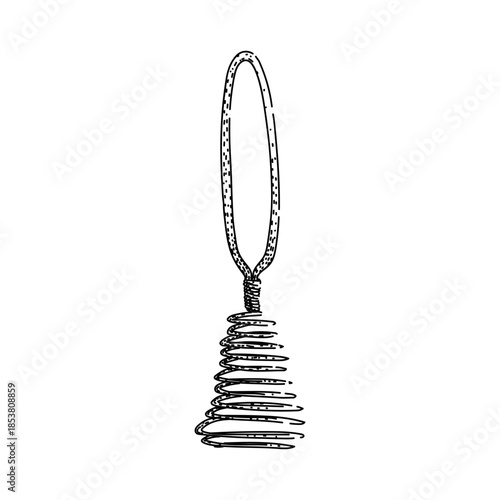 Hand drawing kitchen utensil whisk for cooking and preparing food, representing baking, a culinary process, restaurant tools, and delicious meals outline
