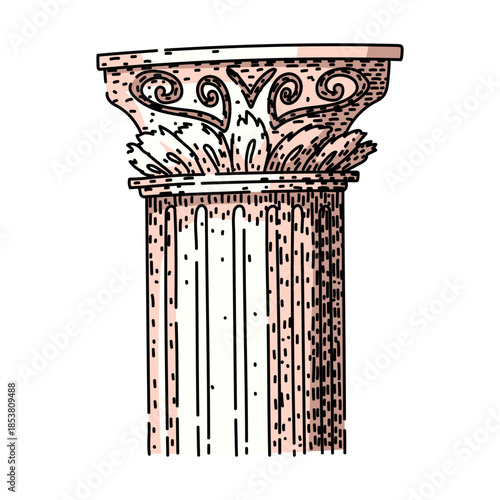 Ancient column capital featuring classical style and ornate acanthus leaves, illustrating concepts of history, tradition, and architectural heritage from ancient greece and rome