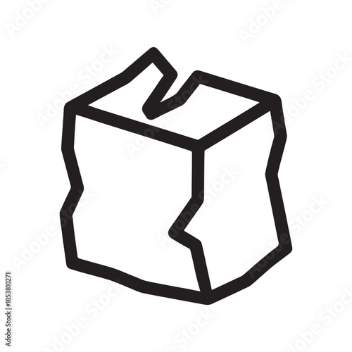 Damaged Package Box Icon with Crack
