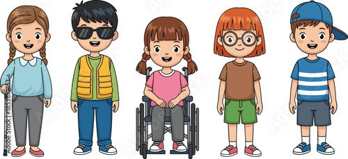 Set of Diverse School Children Sitting at Desks Engaging in Creative Arts and Crafts Activities like Painting Drawing and Clay