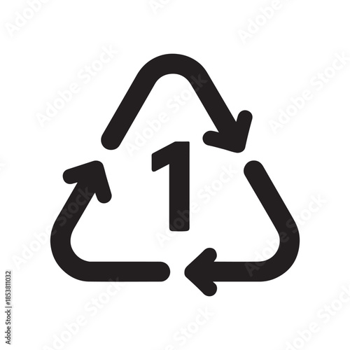 Recycling Symbol Number 1 PET Plastic Vector Icon