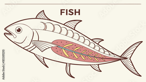  Fish Anatomy Illustration: Internal Organs and Skeleton