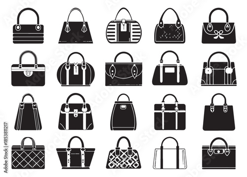 Collection of stylish handbags in various designs and shapes