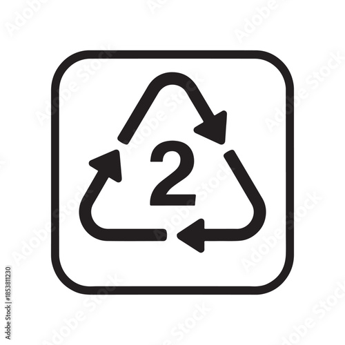 Plastic Recycling Symbol Number 2 HDPE Vector Icon
