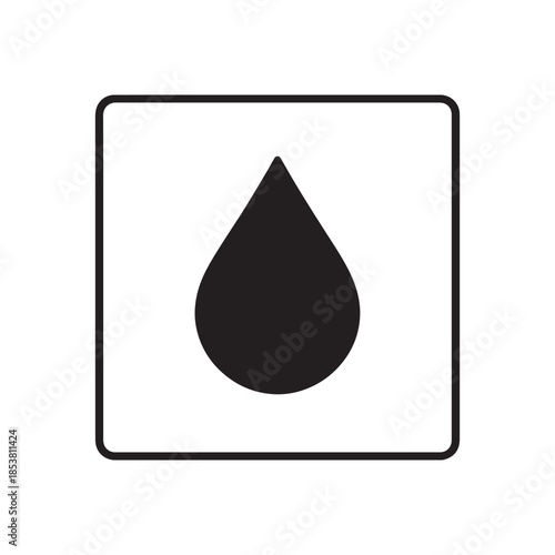 Liquid Drop Icon in Square Frame – Water, Oil, Fluid Symbol Vector