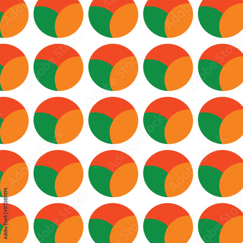 "Vibrant Overlapping Circles Geometric Seamless Pattern with Modern Venn Diagram Style"