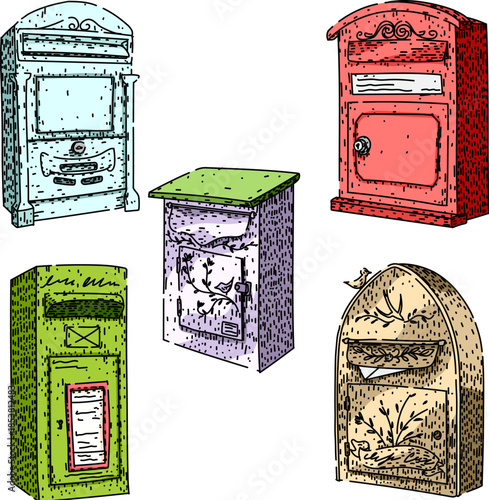 Different colorful mailboxes offering a traditional way of delivering messages and receiving important communications, representing postal service and nostalgic concepts