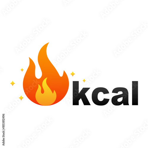 Kcal icon vector symbol of burning fitness calories. Vector illustration