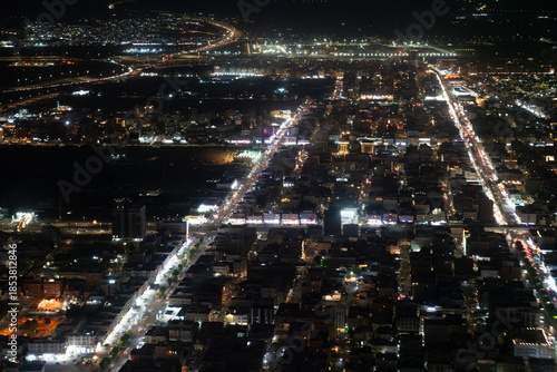 Panoramic view of Jeddah at night, Saudi Arabia
