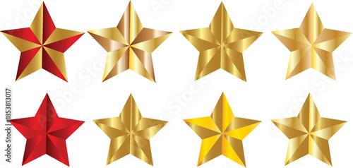 A collection of radiant stars in varying shades of red gold and yellow