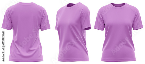 T-Shirt Slim Fit with Raglan Short Sleeves and Round Neck for Women’s Apparel, Purple