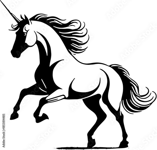 Fantasy Horse Black and White Vector SVG