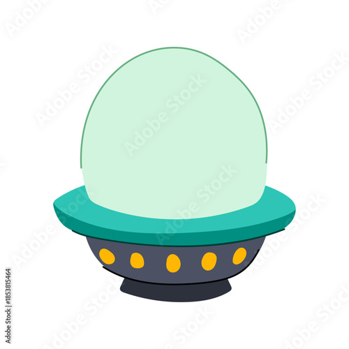 Alien spaceship icon illustrating science fiction and extraterrestrial travel concepts, featuring a distinctive rounded dome and bottom lights, designed for space exploration themes