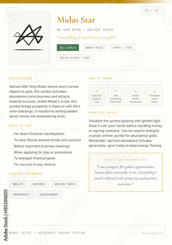 Midas Star Reiki Symbol Study Card