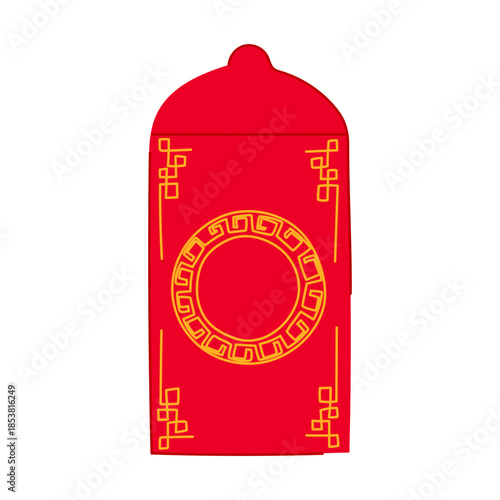 Red angpao envelope with traditional golden patterns representing good luck and prosperity for chinese new year, used for gifting money during festive celebrations and traditions
