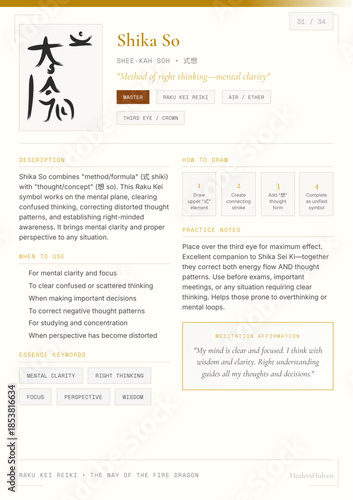 Shika So Reiki Symbol Study Card