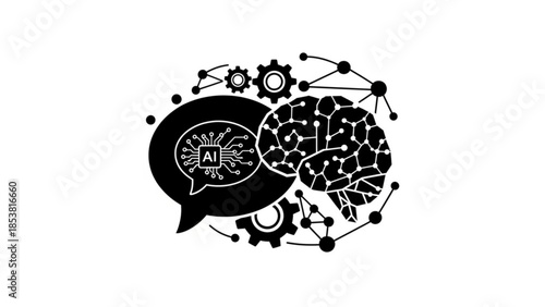 Illustrative concept of artificial intelligence processing within a digital brain, showcasing interconnected systems, innovative technology, and cognitive automation principles