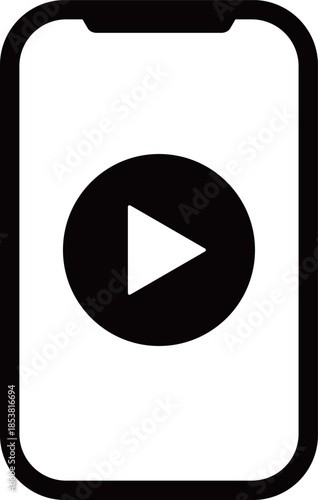 スマートフォンと再生ボタンのアイコン　モノトーン