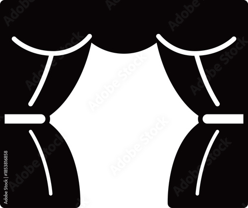 劇場のカーテンのアイコン　モノトーン