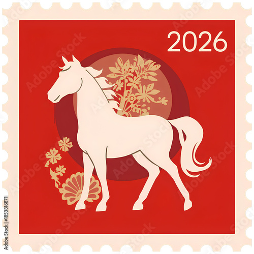 馬の切手 PNG Horse Stamp （Generative AI）