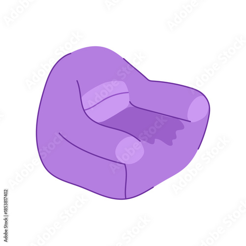 Purple bean bag chair providing a snug seating option, embodying comfort and casual home relaxation, designed for unwinding in a modern interior setting on a white background