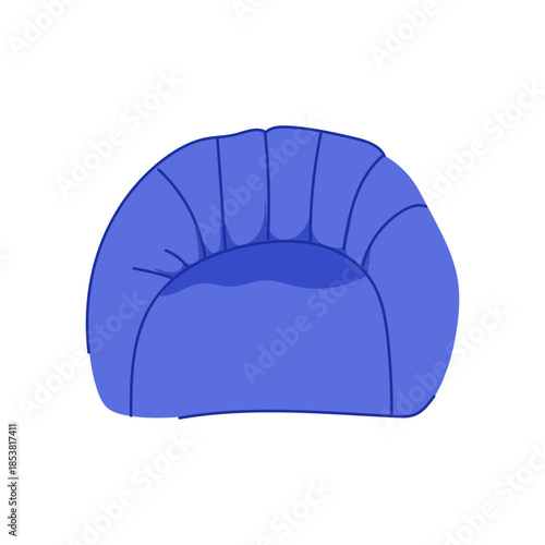 Blue bean bag chair illustration showing cozy, casual seating for modern living rooms or kids playrooms, soft, lightweight fabric cushion on white background for decor use