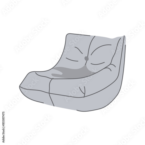 Bean bag chair graphic illustration depicting modern casual seating, offering comfort and relaxation for contemporary interiors and leisure activities