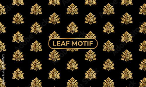 Luxury Black and Gold Leaf Motif Seamless Pattern