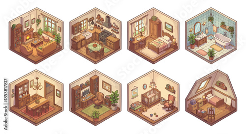 set of common home rooms isolated