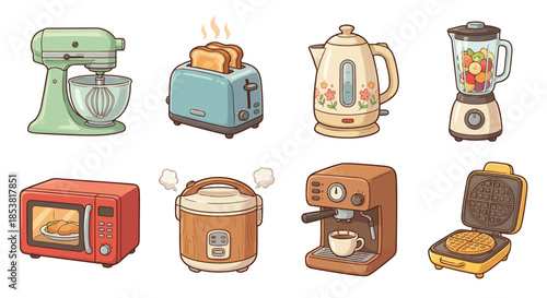 set of kitchen appliances isolated