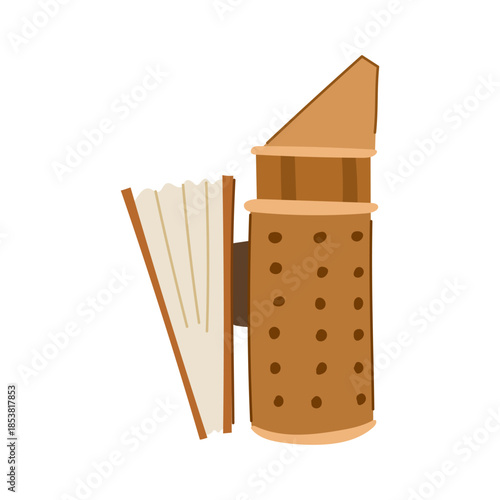 Bee smoker representing apiculture equipment for calming bees, a traditional tool used by beekeepers to manage beehives and facilitate honey harvesting in sustainable agriculture
