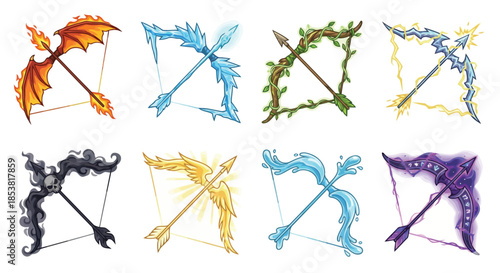 set of magical bows isolated