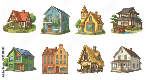 set of residential houses isolated