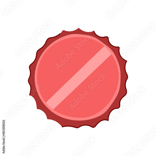 Red bottle cap with a diagonal line creating a no alcohol symbol, representing prohibition concepts and abstinence, designed for beverage illustrations and iconographic use