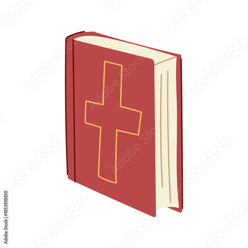 Bible icon with cross symbolizing christian faith, worship, prayer and scripture for religious education, church services, sermons, study, tradition, hope, wisdom and spirituality
